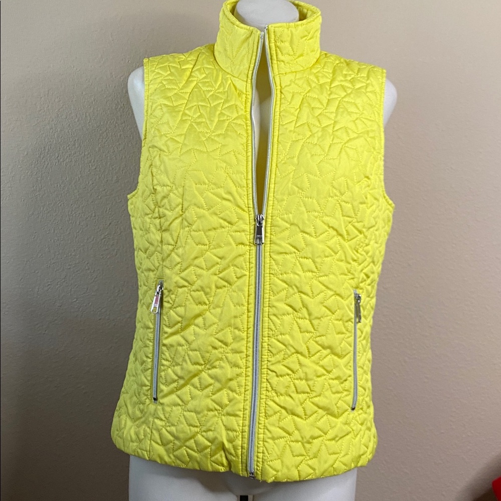 BLACK RIVET brand yellow star ski nylon zip front vest coat ⭐️⭐️🤩